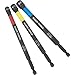 Klein Tools 65411PK3 Magnetic Color-Coded Power Nut Setter Set, 1/4-Inch Impact Hex Drive, 5-Inch Shaft, Extended Reach, 3-Piece