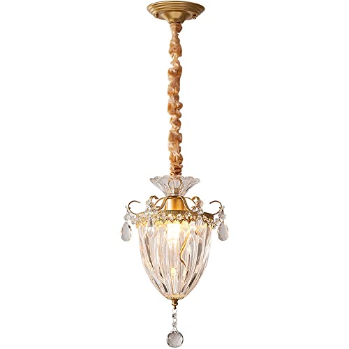 Lampe de suspension américaine cristal et métal E27 hauteur réglable