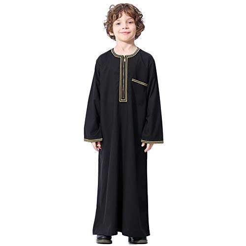 Haodasi Arabischer Mittlerer Osten Muslimische Jungen Robe - Kinder Abaya Kaftan Islamische Gebetskleidung Dubai Langarm Thobe Dishdasha Cover
