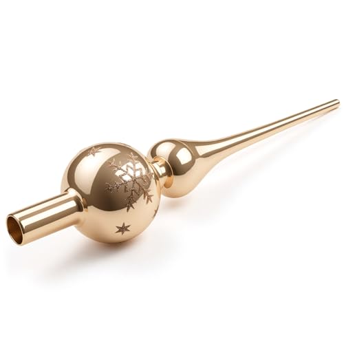 Weihnachtsbaumspitze aus Glas, Christbaumspitze Champagner, 26cm...