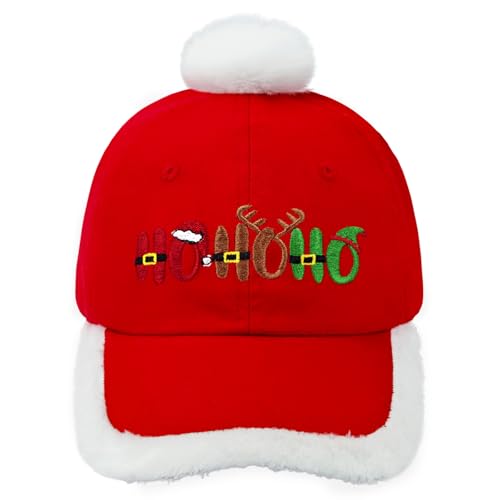 Embroidered Santa Claus Ho Ho Ho Hat Funny Xmas Red Baseball Cap for Women Men Christmas Holiday Party