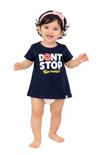 Image of BODYCARE Infant Baby Girls Cotton T-Shirt Round Neck Half Sleeves Ultra Soft Breathable Fabric Regular Fit Casual Tee Summer Wear Top for Kids