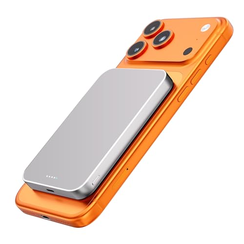 【業界初のチタン金属・14mmの超薄型】Catmart Magsafe対応 モバイルバッテリー 10000mAh 軽量 PD20W急速充電 マグネット式 ワイヤレス充電器 スマホ充電器 大容量 両台同時充電 Type-C入出力兼用 マグセーフ充電器 iPhone Air/17/16/15/14/13/12シリーズ対応 コンパクトで機内持ち込み可 旅行/出張/災害用 PSE認証済み（チタンシルバー）