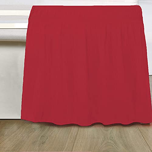 Image of Wrap Around Dust Ruffled Bed Skirt 10 inch Inch Tailored Drop Fade Resistant Brushed Microfiber Bed Skirt - Queen | Burgundy