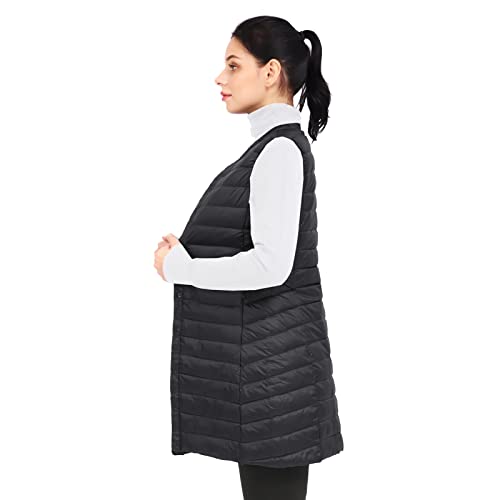 Elfjoy Long Puffer Vest Womens Down Vest Lightweight Sleeveless Round Neck Vest #TOP1