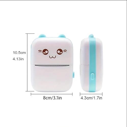 Image of MANSAA Mini Thermal Printer, Portable Bluetooth Pocket Printer for Android & iOS, Cute Cat Inkless Thermal Printer, USB Rechargeable Sticker & Label Printer for Notes, Study & Photos (White & Blue)