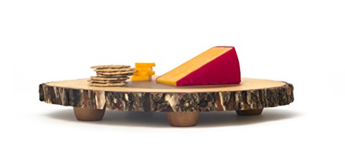 Lipper International Acacia Tree Bark Footed Server For Cheese, Crackers, And Hors D'oeuvres, Small, 10"-12" Diameter #TOP4