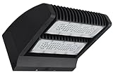 RuggedGrade 80W - Rotate III Series LED Wall Pack - 10,600 Lumens - 3000K Warm White - High Efficiency 140 Lumen per Watt - Outdoor LED Wall Light - Black Housing - DLC 5.1 Premium