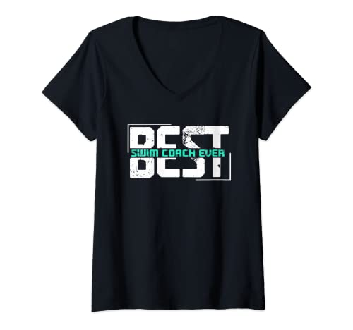 Womens Best Swim Coach Ever | Swimming Pool | Swimmer V-Neck T-Shirt