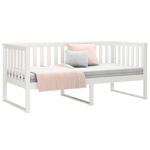 vidaXL Tagesbett Sofabett Gästebett Sofa Einzelbett Bettsofa Bett Bettgestell Schlafsofa Holzbett Bettrahmen Weiß 90x200cm Massivholz Kiefer – Bild 7