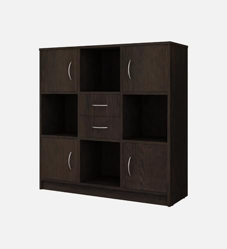 Image of Settle Multipurpose Storage Unit | Engineered Wood Free Standing Cabinet | Sideboard Storage Organizer with Shelves & Doors | Dark Wenge | DIY Assembly