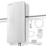 ANTOP HDTV ＆ FM Amplified Antenna 85 Miles AT-800SBS with Dual Outputs Smart Boost System, Support