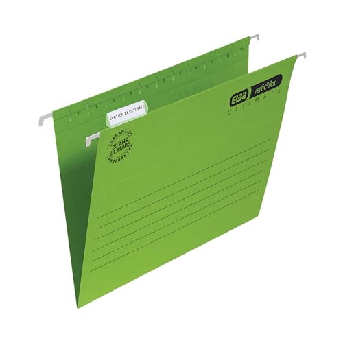 Elba Ultimate A4 Manilla Verticflex Suspension Files, V-Base, 240 gsm - Green (Pack of 25)