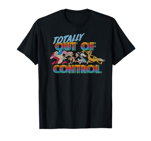 T-shirt Nickelodeon Totally Out Of Control text group shot noir à manches courtes