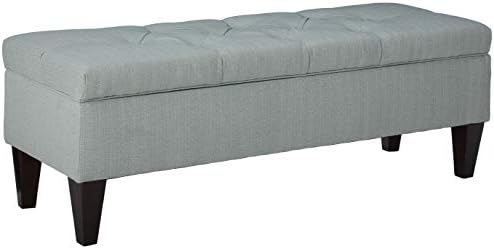 MJL Furniture Designs Brooke Collection Diamond Tufted Upholstered Long Bedroom Storage Bench, HJM100 Series, Sea Mist