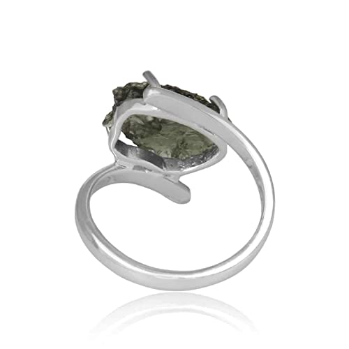 Moldavite Rough Ring 100% Gemstone 925 Sterling Silver Handmade BY HARSHITA JEWELLERY4