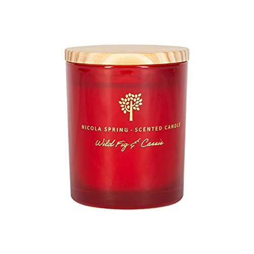 Nicola Spring Wild Fig & Cassis Scented Candle - 130g - 21 Hour Burning Time Natural Soy Wax Single Wick Candles Relaxing Fragrance Aromatherapy Gift Set