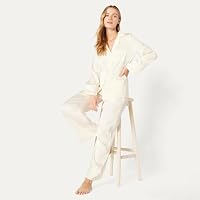 Amazon Essentials Damen Satin-Pyjamaset Mit Hemd Und Hose, Elfenbein, XS – Ansicht 4