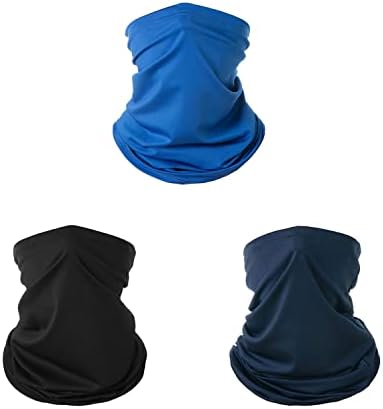Newmoon 3 pieces Balaclava Face Mask, Summer Cooling Neck Gaiter, UV Protector Motorcycle Ski Scarf for Men/Women (Black/royal blue/navy)