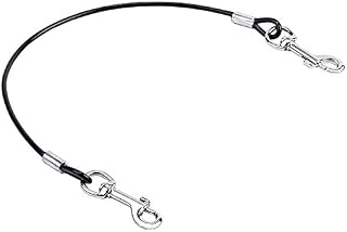 Mogoko Pet Dog Car Seat Belt Restraint, Coated Stainless Steel Chew Proof Dog Vehicle Safety Tether Cable, Double Clip No-Chew Pet Car Leash Lead--16 Inch
