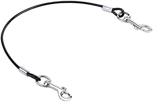 Mogoko Pet Dog Car Seat Belt Restraint, Coated Stainless Steel Chew Proof Dog Vehicle Safety Tether Cable, Double Clip No-Chew Pet Car Leash Lead--16 Inch