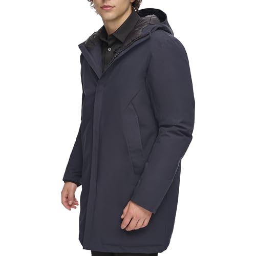 Image of DKNY Men's Water Resistant Hooded Logo Parka Jacket