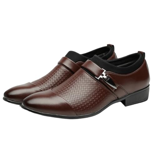 Men's Leather Lace Up Oxford Shoes, Wing Tip Pointed Toe Formal Dress Shoes