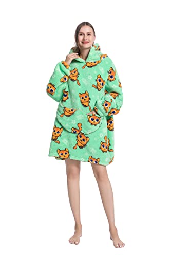 Manta de gran tamaño, manta para adultos para mujeres y hombres, sudadera gigante con capucha Sherpa FLeece con bolsillo, Gatito, L/5XL Cover