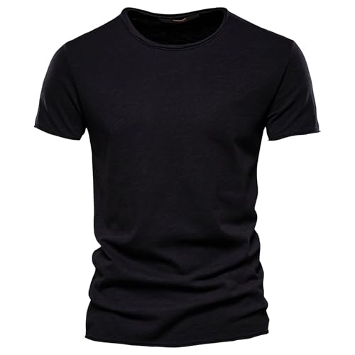 T-shirt d'été classique homme col en V manches courtes uni léger