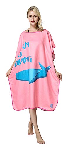 Icegrey Adultos Changing Robe Toalla Poncho con Capucha para Hacer Surf, Nadar Traje de Cambio, Talla única Rosa Ballena