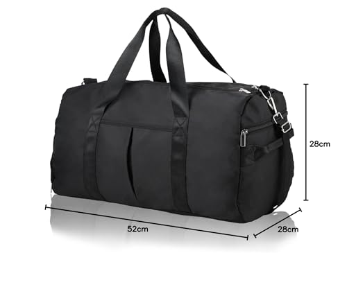 DAYGOS Sporttasche Herren, Reisetasche mit Schuhfach & Nassfach, Wasserdicht 40L Sporttaschen Sportbeutel Schwimmtasche Trainingstasche für Sport, Gym & Fitness, Weekender Reisen Duffel Bag (Schwarz)
