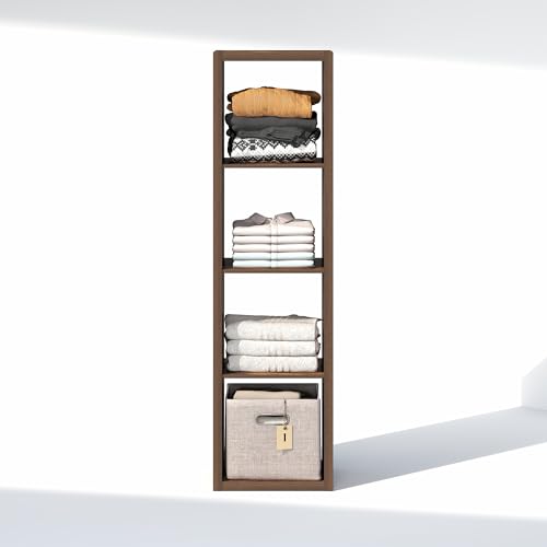 Image of Furinno Cubic Extra Thick 4-Cube Closet Organizers and Storage, Amber Pine | 14.6 x 16 x 58 in, Vertical Open Shelf Closet Storage, Closet Organizer, for Wardrobe, Bedroom, Living Room