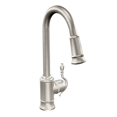 Moen S7208SRS Woodmere One-Handle High Arc Pulldown Kitchen Faucet Featuring Reflex, Spot Resist Stainless