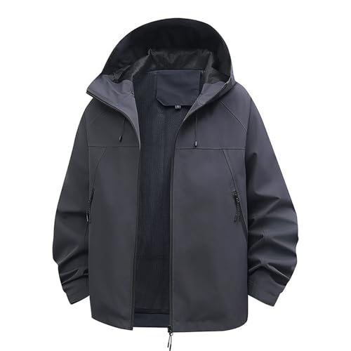 Generisch Regenjacke Damen Herren wasserdichte Regen Jacke Casual Fahrradjacke Zipper Windjacke Unisex Sweatjacke Partner Wanderjacke Winddicht Herbstjacke Einfarbig Arbeitsjacke Elegante Sonnenjacke