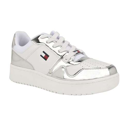 Tommy Hilfiger Women's Twigye Sneaker, White/Silver 040, 6.5