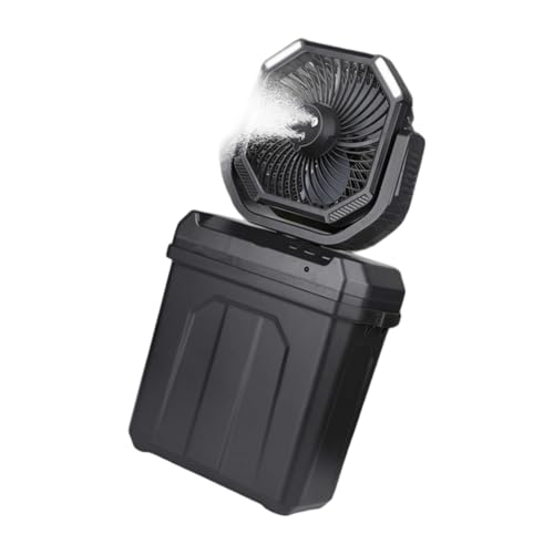 BABIBAOBEI Ventilador de camping recargable con nebulización y gancho de techo, batería de 30000 mAh, refrigeración portátil para tienda de campaña, garaje, al aire libre, recargable al aire libre