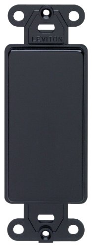 Leviton Decora Plastic Adapter Plate, Blank, No Hole, With-Ears, and Two, Mounting Screws, 80414-E, Black