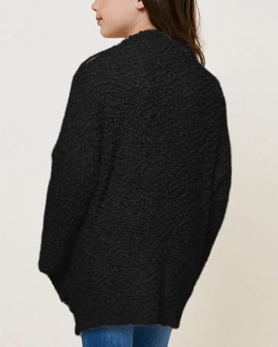 Imily Bela Girls Cardigan Open Front Popcorn Knit Long Sleeve Sweaters Coat with Pockets2