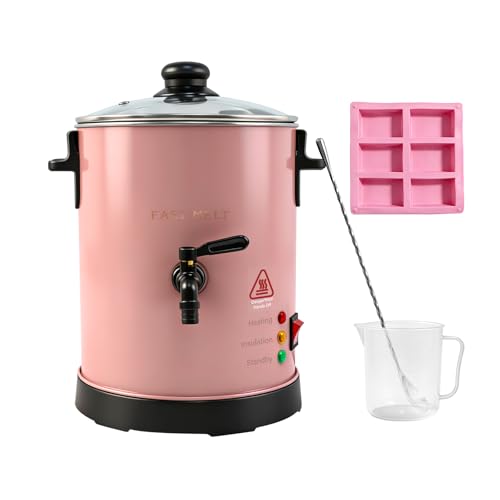 Fast MELT 6Lbs Soap Base Melter - Soap Making Kit with Constant Temperature Control Melter, Quick Pour Spout, Ideal for Homemade Soap Business Fast Loading Easy Clean Pink