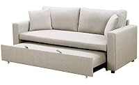 Menzzo Canapé 3 Places Convertible Saphir Tissu Beige