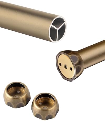 Champagne Bronze Closet Rod - Heavy Duty Adjustable Hanging Rail for Small Spaces, 12 to 72 Inch Wardrobe Bracket & Fittings, Perfect Garment Rack Solution (110cm/43.25")