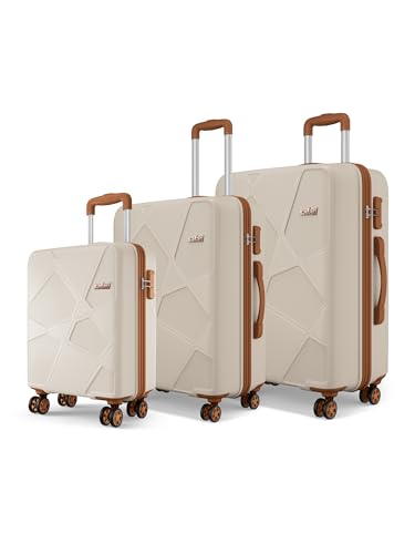 Image of Safari Pentagon Pro 8 Wheels Set of 3, (Cabin + Medium + Large) Trolley Bag, Hard Case Polypropylene, 360º Wheeling Luggage, Suitcase for Travel, Trolley Bags for Travel, Luxury Beige