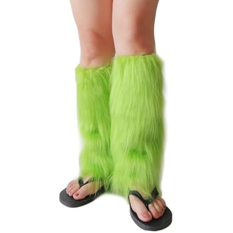 YELAIVP Faux Fur Leg Warmer Warm Fuzzy Boot Covers Winter Fur Boot Covers for Women Christmas, Halloween Party Accessory (869 Green, One Sizes) Cover