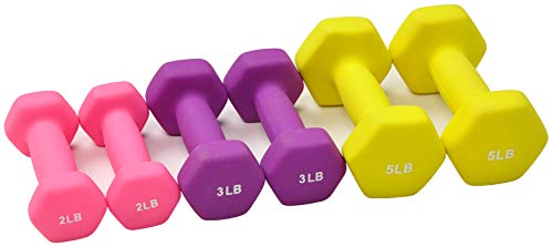 Sporzon! Neoprene Coated Dumbbell Set With Stand (2Lbs, 3Lbs, 5Lbs Set), Multicolor #TOP2
