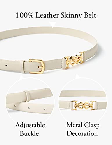 LilySilk Womens Clasp Leather Skinny Belt for Dresses Pants & Jeans, Adjustable & Stretchable Waistband with Metal Buckle3