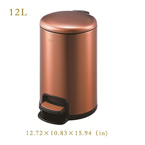 Caneca de basura redonda de acero inoxidable con tapa y pedal 12L miniatura 2