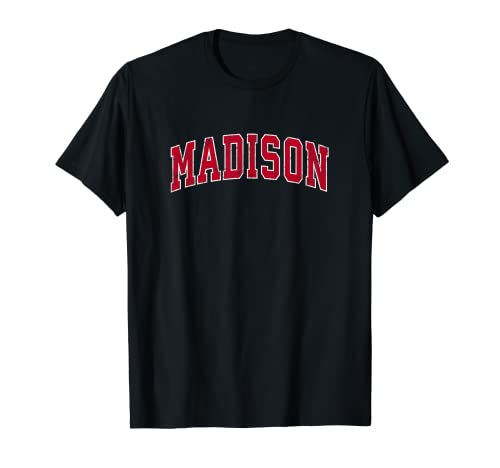 Madison New Jersey NJ - Design sportivo vintage, colore: Rosso Maglietta