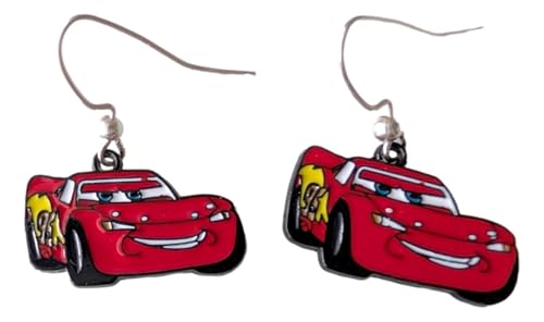 Lightning Cartoon Mcqueen Car Cartoon Character Metal Enamel French Wire Earrings
