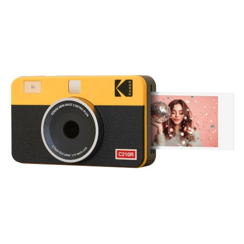 KODAK Mini Shot 2 Retro 4PASS 2 in 1 Cámara instantánea e Impresora fotográfica (5,3 x 8,6 cm) + 8 Hojas, Amarillo