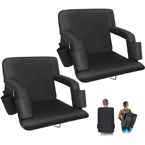 Moteoza Foldable Stadium Seats for Bleachers Seating with 6 Reclining Positions Adjustable Stadium Chair with Backrest/Arms for Sport Events Outdoor Indoor Camping Chair Extra Wide Cover